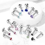 Hollywood Body Jewelry Gem Labret Studs 16G