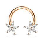 Body Jewelry Horseshoe Gem Flower Ends