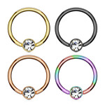 Body Jewelry Flat Gem Captive Bead Ring