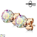 Body Jewelry Rose Gold Round Gem Stud Earrings