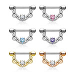 Hollywood Body Jewelry Gem Filigree Nipple Ring