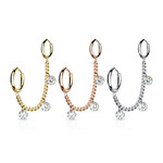 Hollywood Body Jewelry Hoop and chain Crystal Earrings